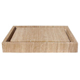 Eden Bath Rectangular Infinity Pool Sink – Honed Beige Travertine