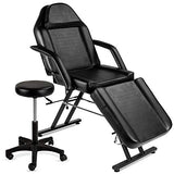 Best Choice Products 71in 3-Section Multipurpose Massage Bed, Spa & Salon Facial, Tattoo Chair w/Hydraulic Stool, Removable Headrest, Facial Cradle, Towel Hanger – Black
