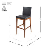 New Pacific Direct Devon PU Leather Counter stool,Walnut Brown Legs,Antique Gray,Set of 2