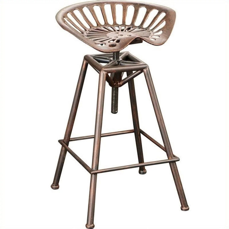 Noble House 26 Lawrence Saddle Bar Stool in Copper and Silver