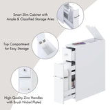 Spirich Home Slim Bathroom Storage Cabinet, Free Standing Toilet Paper Holder, Bathroom Cabinet Slide Out Drawer Storage,White