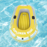 Inflatable Kayak Boat, Heavy Duty Inflatable Canoe Yellow Inflatable Kayak with Two Paddle Mounts Double Valve Design for 2 Person PVC Air Boat