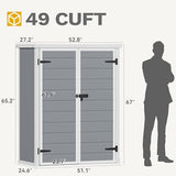 DWVO 5x3ft Resin Outdoor Storage Shed with Floor, Waterproof Lockable Storage Shed with Window, Plastic Outside Tool Storage for Garden, Backyard, Patio, Lawn, Gray