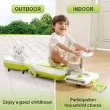 12V Electric Ride-On Car for Kids with Cleaning Fun | Go Kart | 3 in 1 Kids Electric Vehicle | Detachable Cleaner & LED Lights,Safe Toy for Ages 3-8, Indoor/Outdoor Use Safe & Educational Gift (Green)