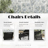 Greesum 4 Pieces Patio Furniture Set, Outdoor Conversation Sets for Patio, Lawn, Garden, Poolside with A Glass Coffee Table, Black