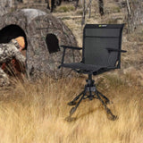 TIDEWE Hunting Chair with Seat Cover, 360 Degree Silent Swivel Blind Folding Chair, 4 Legs Adjustable Height Hunting Seats with Armrest, Portable Comfortable Stable Ground Hunting Chair
