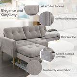 Soges U-Shaped Sectional Sofa with Ottoman, Convertible Couch for Living Room, 5 Seater Sofa, Gray, 110×54