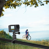 HSU Aluminum Bike Bicycle Handlebar Mount and Bike/Motorcycle Handlebars for Go Pro Hero 11/10/9/8/7/6/5/4, DJI Osmo Action AKASO and Other Action Cameras (Black)