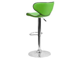 Flash Furniture Contemporary Cozy Mid-Back Vinyl Adjustable Height Barstool with Chrome Base, Green