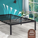 PrimaSleep 18 Inch Tall Heavy Duty Steel Slat Bed Frame/Anti-Slip Support/Easy Assembly Mattress Foundation/No Noise/No Box Spring Needed/Full/Black