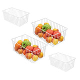 Freezer Wire Baskets, Kitchen Storage Organizer Bins for Chest and Upright Freezer, Refrigerator Dividers Containers with Handles – Pearl White (3)