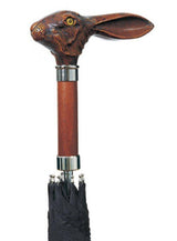 Jack Rabbit Handle Beechwood Italian Self Opening Umbrella with Sheath