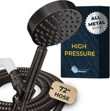 HammerHead Showers? Solid Metal LOW FLOW Handheld Shower Head with Hose and Brass Holder – OIL RUBBED BRONZE ?C Water Saving 1.75 GPM Detachable Shower Head – Adjustable Shower Wand Bracket & 6ft Hose