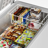 Freezer Wire Baskets, Kitchen Storage Organizer Bins for Chest and Upright Freezer, Refrigerator Dividers Containers with Handles – Pearl White (3)