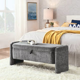 mikibama Teddy Bedroom Storage Benches End of Bed 38.9 Faux Fur Ottoman Bench with Storage Sherpa Pattern Fabric Window Entryway Bench Ottomans with Golden Metal Legs