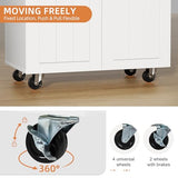 Shintenchi Kitchen Island Cart with Storage,Rolling Side Table on Wheels with Large Worktop, Cabinet,Towel Rack and Drawers for Kitchen,Dinning Room, White