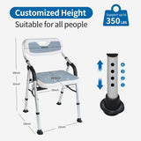 Shower Chair for Elderly & Disabled, Folding Shower Chair Seat with Arm and Back, Inside Shower Chair, Foldable Bathroom Chairs for Sitting, Portable for Travel – Collapsible, Compact & Comfortable