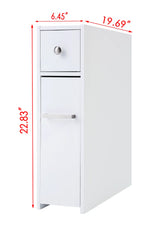 Spirich Home Slim Bathroom Storage Cabinet, Free Standing Toilet Paper Holder, Bathroom Cabinet Slide Out Drawer Storage,White