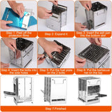 Folding Wood Burning Camp Stove, iMounTEK Small Portable Stainless Steel Backpacking Stove Outdoor Cooking Tents Heating Hiking Survival, Mini BBQ Stove with Carry Bag