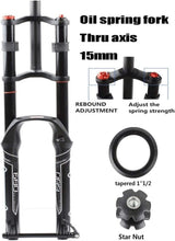 ZHUOYA Bicycle Suspension Fork 26/27.5/29 Hydraulic Double Shoulder Disc Brake Magnesium Alloy Rappelling Damping/AM/FR Travel 130mm (A Black)