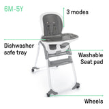 Ingenuity SmartClean Trio Elite 3-in-1 Convertible High Chair, Toddler Chair, and Booster Seat, For Ages 6 Months and Up, Unisex – Slate