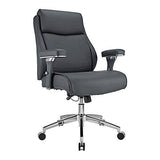Realspace Modern Comfort Series Keera Bonded Leather Mid-Back Chair, Gray/Chrome, Silver