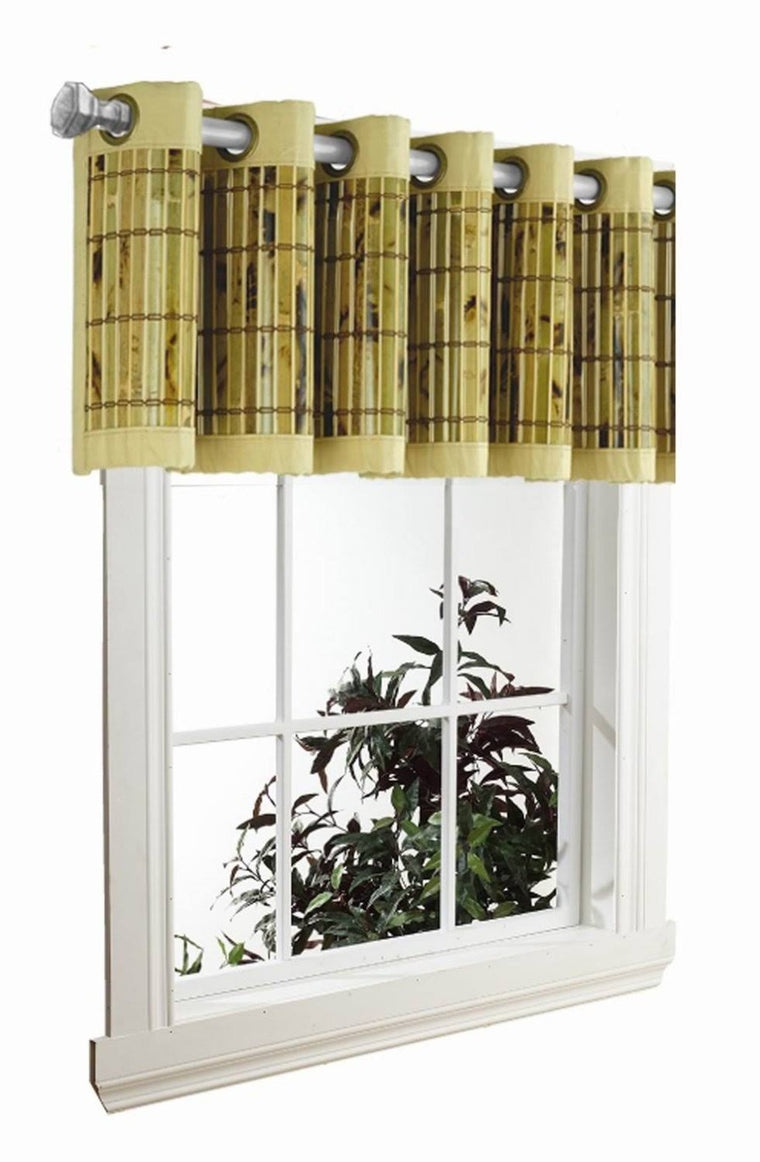 Versailles Home Fashions Tortoise Shell Bamboo Grommet Top Valance – Green