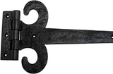 Renovators Supply Manufacturing Black Wrought Iron Door Strap Hinge 18 Long Antique Fleur De Lis Style Rust Resistant Flush Mount Door Hinges for Cabinet Or Barn Doors with Hardware Pack of 2