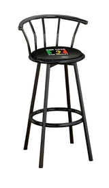The Furniture King Bar Stool 29 Tall Black Metal Finish with a Music Themed Decal (Bob Marley – Black)