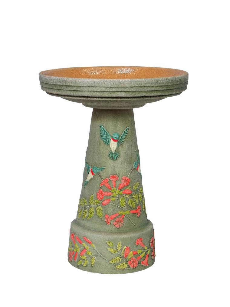Burley Clay Hummingbird Bird Bath Set