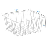 Freezer Wire Baskets, Kitchen Storage Organizer Bins for Chest and Upright Freezer, Refrigerator Dividers Containers with Handles – Pearl White (3)
