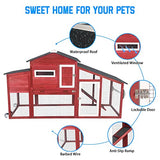 Chicken Coop and Run, Two Story Rabbit Hutch Indoor Outdoor, Wooden Hen House with Nesting Box Rabbit Cage, Ramp, Deep No Leak Pull Out Tray, for Chick, Bunny(Black)