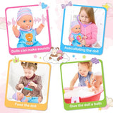 Baby Doll Toys Set, 14 Doll Toys, 25Pcs Dolls Care Toy Playset, Toddlers Toy Doll Set Incl Cradle Crib, High Chair, Milk Bottle, Pacifier, Diaper, Baby Gift for Age 3 4 5 6+ Years Old Girls Boys