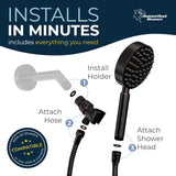 HammerHead Showers? Solid Metal LOW FLOW Handheld Shower Head with Hose and Brass Holder – OIL RUBBED BRONZE ?C Water Saving 1.75 GPM Detachable Shower Head – Adjustable Shower Wand Bracket & 6ft Hose