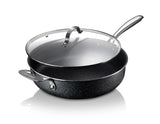 Granitestone Jumbo Cooker with Lid, Nonstick Triple Coated Surface, Family Sized Open Skillet with Stainless Steel Stay Cool & Helper Handle, Oven and Dishwasher Safe