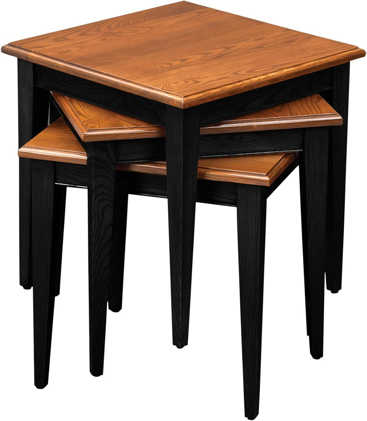 Leick Stacking Table Set, Black and Medium Oak