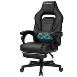 Goplus Massage Gaming Chair, Reclining Backrest, Seat Height Adjustment Racing Computer Office Chair with Footrest, Ergonomic High Back PU Swivel Game Chair (White)