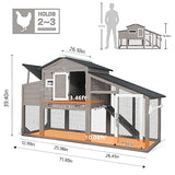 Chicken Coop and Run, Two Story Rabbit Hutch Indoor Outdoor, Wooden Hen House with Nesting Box Rabbit Cage, Ramp, Deep No Leak Pull Out Tray, for Chick, Bunny(Black)