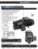 Superior 1/2 HP Cast Iron Shallow Well Jet Pump 94505