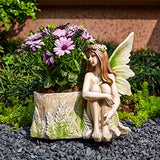 Fairy Planter Flower Pots, Girl Succulent Plant Pot Garden Figurine Outdoor for Patio Lawn Yard Decoration, Hand Painted Resin Figurines, 11.2 inch H