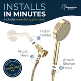 HammerHead Showers? Solid Metal LOW FLOW Handheld Shower Head with Hose and Brass Holder – OIL RUBBED BRONZE ?C Water Saving 1.75 GPM Detachable Shower Head – Adjustable Shower Wand Bracket & 6ft Hose