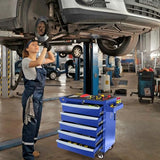 Rolling Tool Chest, Metal Tool Box with 5 Drawers, Lockable Garage Storage Cabinets Sliding Tool Drawer Cart on Wheels Toolbox Organization Workbench for Workshop Warehouse Repair Shop
