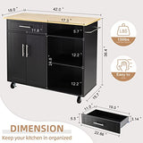 Shintenchi Kitchen Island Cart with Storage,Rolling Side Table on Wheels with Large Worktop, Cabinet,Towel Rack and Drawers for Kitchen,Dinning Room, White