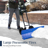 Best Choice Products 36in Galvanized Blade Heavy-Duty 2-Wheel Snow Pusher Hand Plow for Snow Removal w/Wheels, Adjustable Handle, Blade Angle – Black