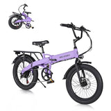 Folding Electric Bike for Adults, 20??3.0 Fat Tire Electric Bicycle, 374.4Wh Battery Ebike, 20MPH Electric Cargo Bike with LCD Color Display & 6 Speed Gears (Fits for 5’0+)