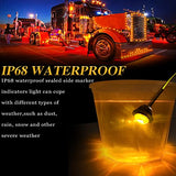 ALFU 20pcs Amber 3/4 12V Round LED Side Marker Clearance Lights Tail Light Front Rear Signal Marker Indicators Waterproof for Sealed Flush Mount Bulbs Boat Lorry Truck Pickup Bus Signal Lamp Camper