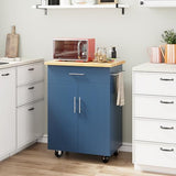 Shintenchi Kitchen Island Cart with Storage,Rolling Side Table on Wheels with Large Worktop, Cabinet,Towel Rack and Drawers for Kitchen,Dinning Room, White