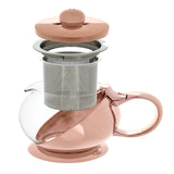 Pinky Up Rose Gold Wrapped Teapot – Tea Clear Glass Pot with Infuser Strainer and Tea Kettle for Loose Tea, 24 Oz