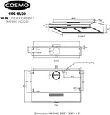 Cosmo 5U30 30 in. Under Cabinet Range Hood with Ducted / Ductless Convertible Slim Kitchen Over Stove Vent, 3 Speed Exhaust Fan, Reusable Filter, LED Lights in Stainless Steel