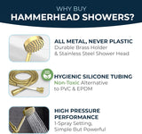 HammerHead Showers? Solid Metal LOW FLOW Handheld Shower Head with Hose and Brass Holder – OIL RUBBED BRONZE ?C Water Saving 1.75 GPM Detachable Shower Head – Adjustable Shower Wand Bracket & 6ft Hose